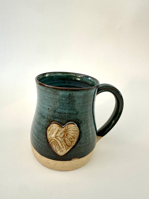 Heart Mug - blue with cream heart