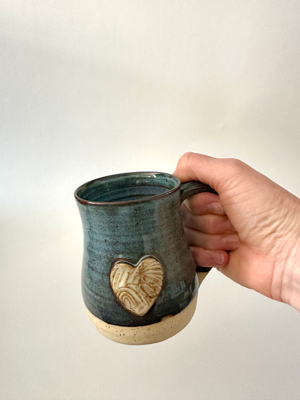 Heart Mug - blue with cream heart